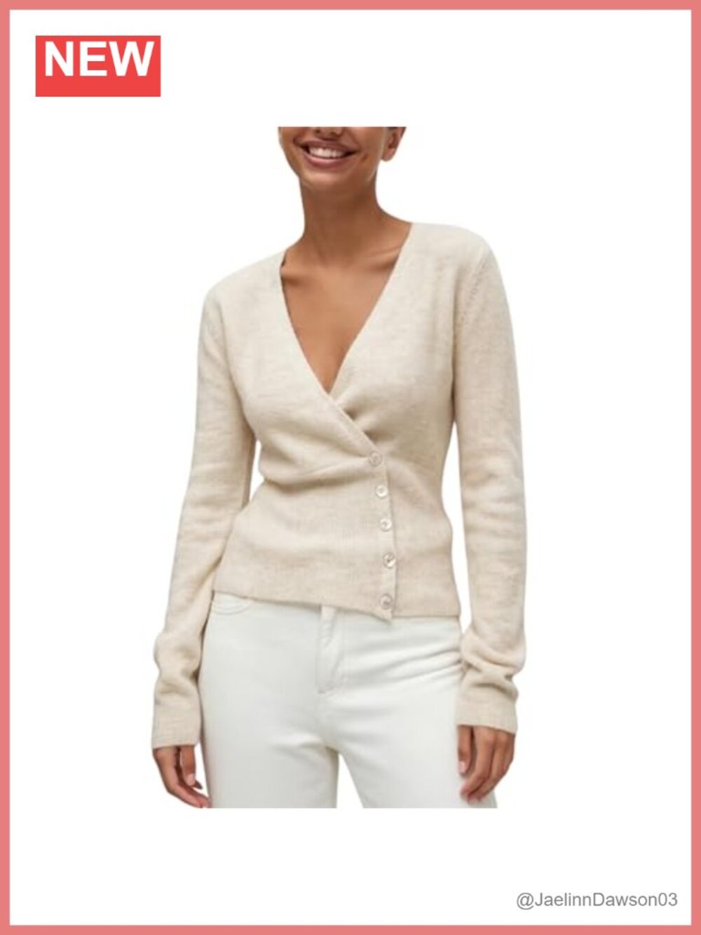 Women V Neck Wrap Sweater Side Button Slim Fit Crop Knit Cardigan